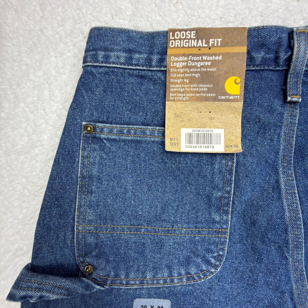 Carhartt Double Front Washed Logger Dungaree Jeans B73 DST Darkstone 30x30 NWT